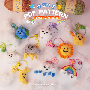 9-in-1 Planet & Climate Keychain Crochet Pattern