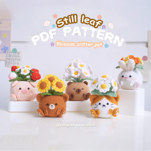 5-in-1 Blossom Critter Pot Crochet Pattern